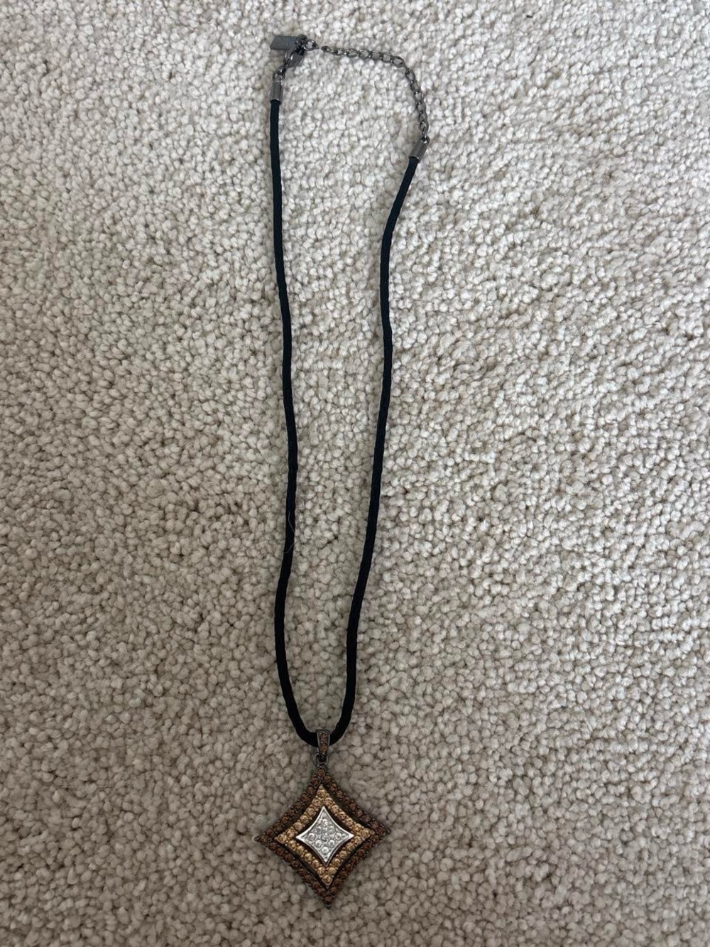 Pendant Necklace with Gold-Tone and Crystal Accents